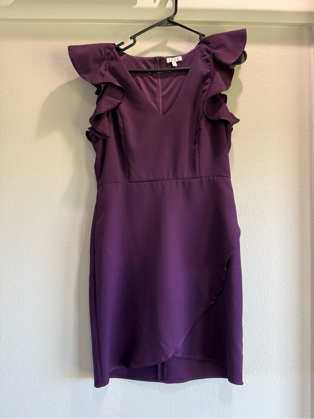 Purple Ruffle Sleeve Cocktail Dress